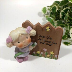 Enesco Precious Moments Dear God Kids Series gardening flowers gift Vintage 1982